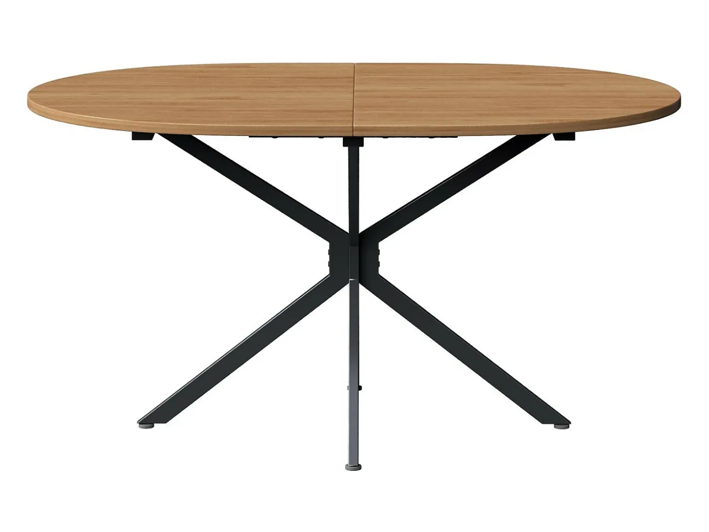 Tabla de comedor oval de 4 a 6 personas, en MDF y metal - Natural y Negro - Mesa fija - 120x80x75.5cm