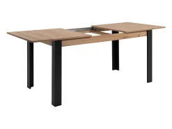 Table à manger extensible noir et effet chêne 6 à 8 personnes 150/200 cm - Ted