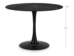 Table à manger ronde effet marbre noir 4 pers. 110 cm - Prima