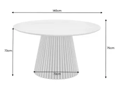 Table KANOVA 140 cm – Tablero redondo de roble claro y pie central de diseño – Estilo contemporáneo