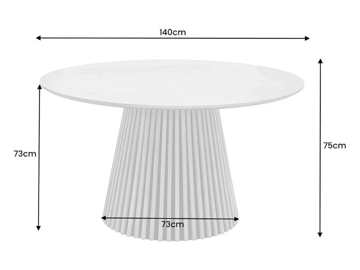 Table KANOVA 140 cm – Tablero redondo de roble claro y pie central de diseño – Estilo contemporáneo