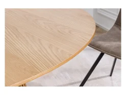 Table KANOVA 140 cm – Tablero redondo de roble claro y pie central de diseño – Estilo contemporáneo