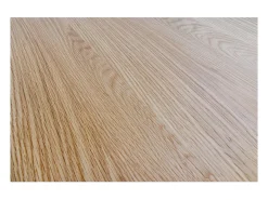 Table KANOVA 140 cm – Tablero redondo de roble claro y pie central de diseño – Estilo contemporáneo