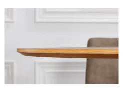 Table KANOVA 140 cm – Tablero redondo de roble claro y pie central de diseño – Estilo contemporáneo