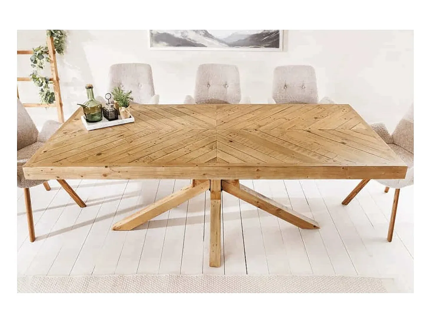 Table LOVARK – Rectangular 160 cm – Madera maciza de pino – Estilo rústico