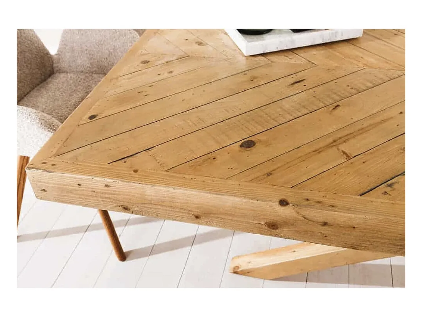 Table LOVARK – Rectangular 160 cm – Madera maciza de pino – Estilo rústico