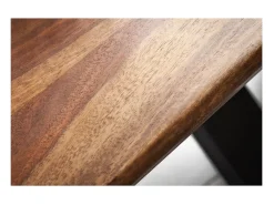 Table SOLARA 200 cm – Tablero de madera de Sheesham barnizado y patas de metal negro – Estilo industrial
