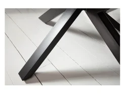 Table SOLARA 200 cm – Tablero de madera de Sheesham barnizado y patas de metal negro – Estilo industrial