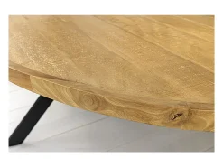 Table SOLARA – Ovalada 240 cm – Madera maciza de mango barnizada y patas de metal – Estilo industrial