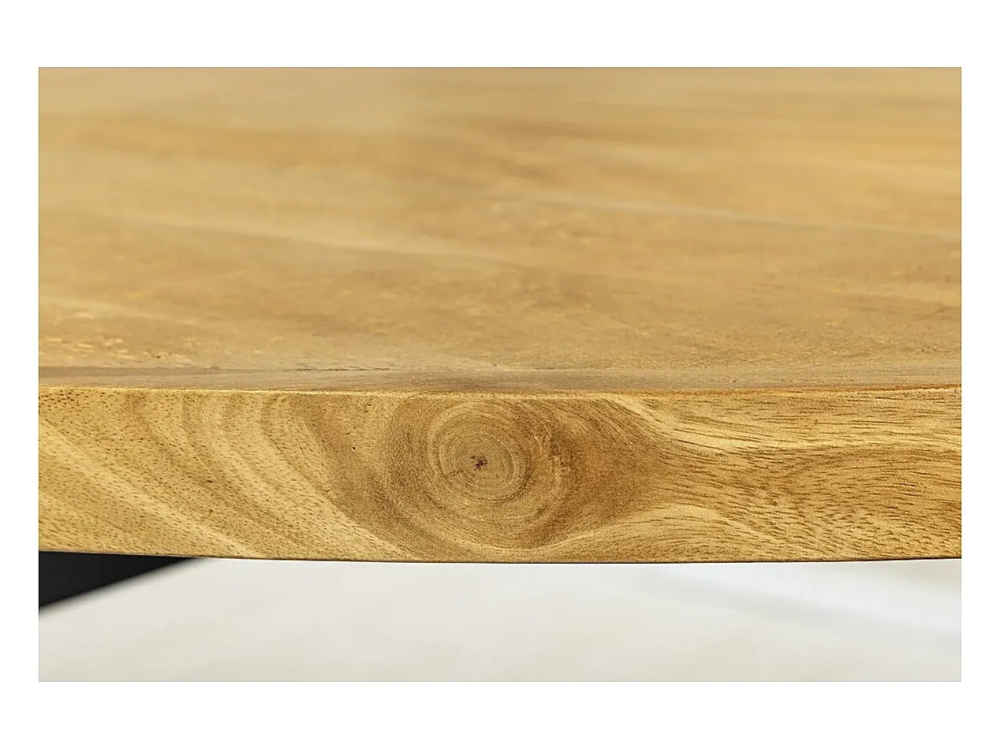 Table SOLARA – Ovalada 240 cm – Madera maciza de mango barnizada y patas de metal – Estilo industrial