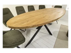 Table SOLARA – Ovalada 240 cm – Madera maciza de mango barnizada y patas de metal – Estilo industrial