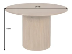 Table YONA – Redonda diámetro 120 cm – Madera maciza de mango barnizada – Con almacenamiento integrado – Estilo rústico