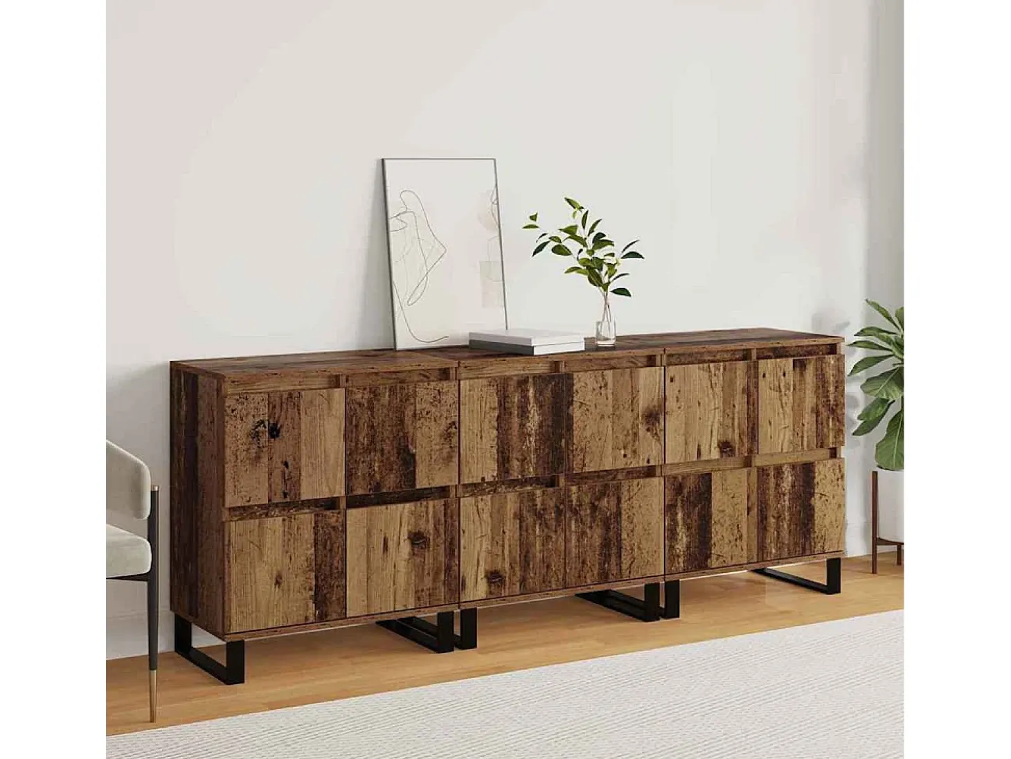 Tableros Lateral 3 piezas Madera vieja 180 x 35 x 70 cm