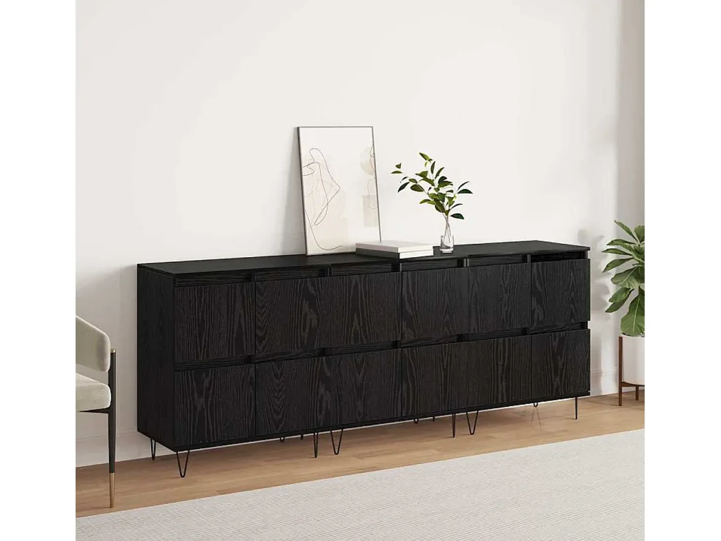 Tableros Lateral 3 piezas Roble negro 180 x 35 x 70 cm