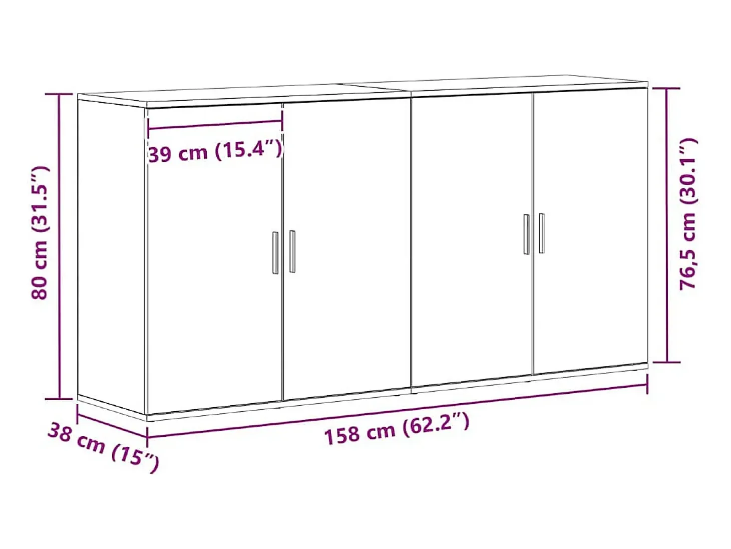 Tableros Lateral 2 piezas Madera vieja 79 x 38 x 80 cm