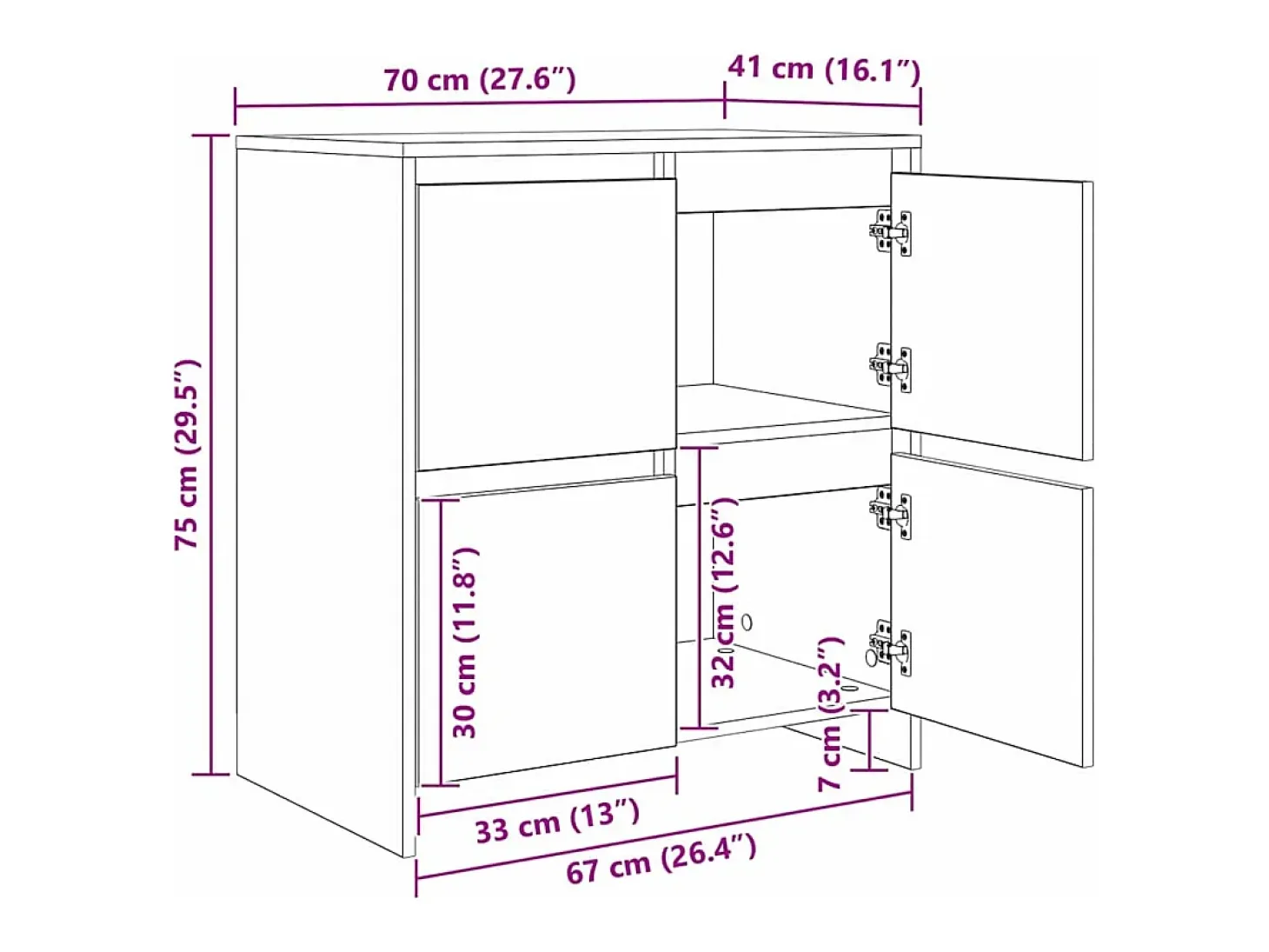 Tableros Lateral 2 piezas Roble negro 70 x 41 x 75 cm