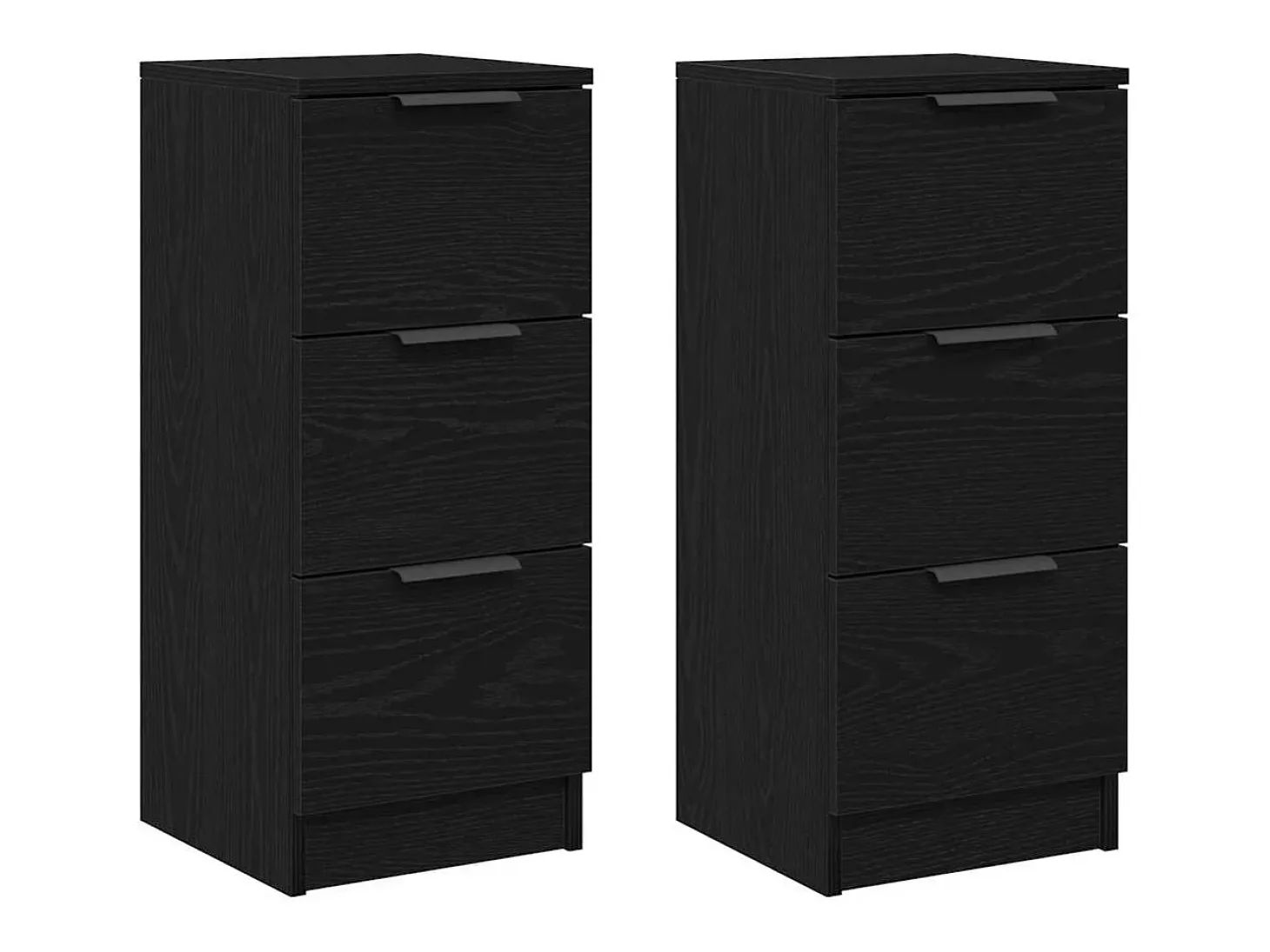 Tableros Lateral con cajón 2 piezas Roble negro 30 x 30 x 70 cm