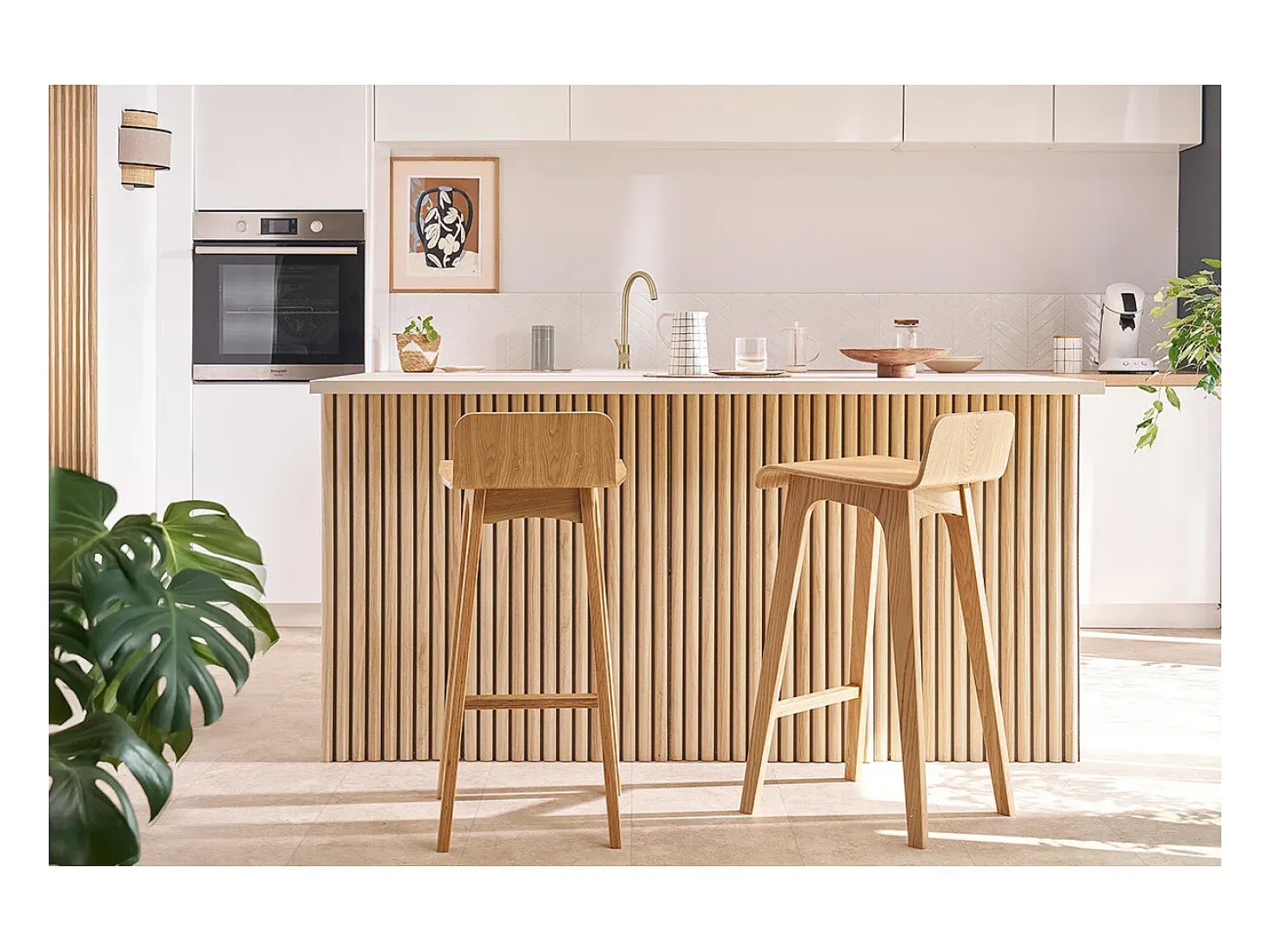 Taburete / silla de bar diseño madera natural escandinavo BALTIK