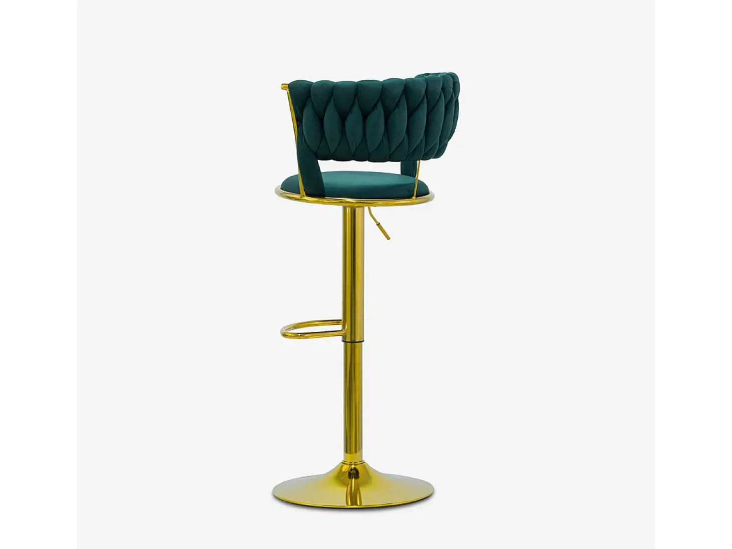 Taburete ajustable de metal dorado y terciopelo entrelazado Macaron - Verde oscuro