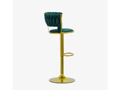 Taburete ajustable de metal dorado y terciopelo entrelazado Macaron - Verde oscuro
