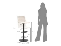 Taburete alto de bar blanco, 43 x 49,5 x 85,5-107 cm (asiento: 61-82,5 cm)