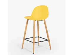 Taburete alto de bar cocina estilo nórdico en tela con respaldo Shona - Amarillo