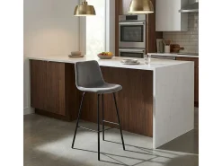 Taburete alto de bar cocina fijo terciopelo diseño moderno Dett - Gris Oscuro