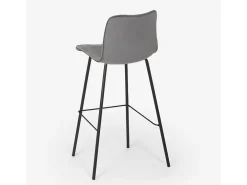 Taburete alto de bar cocina fijo terciopelo diseño moderno Dett - Gris Oscuro
