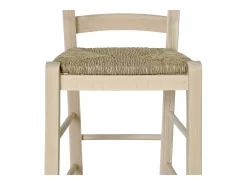 Taburete alto de bar en madera cruda para pintar h 80 cm asiento de paja