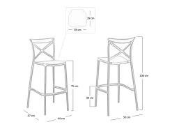Taburete alto de bar en plástico polipropileno blanco sprint h 75 cm