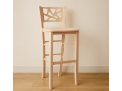Taburete alto de bar Sissy en madera cruda para pintar h 73 con asiento macizo