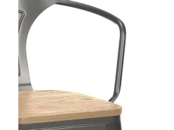 taburete alto estilo diseño industrial bar cocina steel wood back light - Gris Oscuro