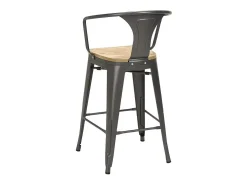 taburete alto estilo diseño industrial bar cocina steel wood back light - Gris Oscuro