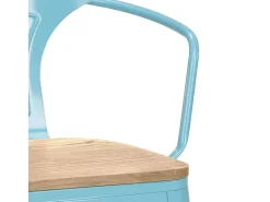 taburete alto estilo diseño industrial bar cocina steel wood back light - Azul