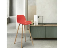 Taburete alto moderno Eiffel para bar y cocina diseño escandinavo Burj d65 - Rojo