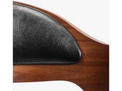 Taburete alto para cocina y bar giratorio de madera y polipiel negra Soru
