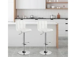Taburete alto Pub giratorio con altura regulable y reposapiés blanco Ø45x115 cm Adec