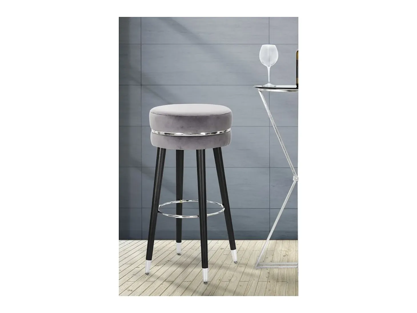 Taburete Alto VKH436, Gris, 35x35x74 cm, Kendra Home