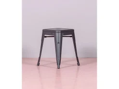 Taburete bajo industrial en acero (45cm) - Bistro - Negro
