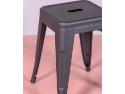 Taburete bajo industrial en acero (45cm) - Bistro - Negro