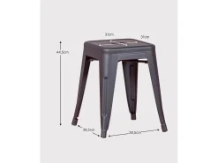 Taburete bajo industrial en acero (45cm) - Bistro - Negro