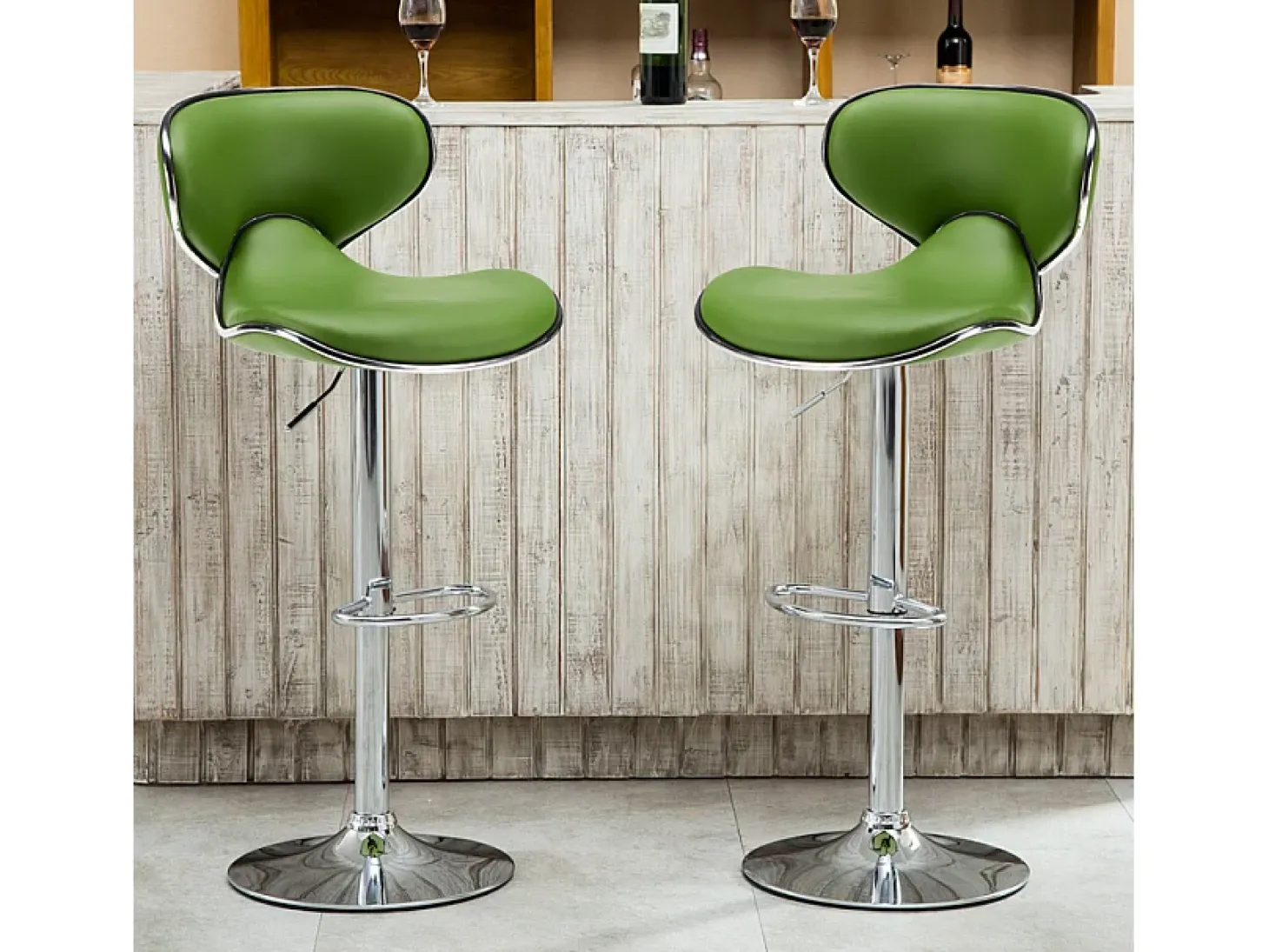 Taburete cocina y bar moderno giratorio cromado diseño Amarillo - Verde