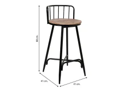 Taburete Con Respaldo De Metal Y Madera Gris