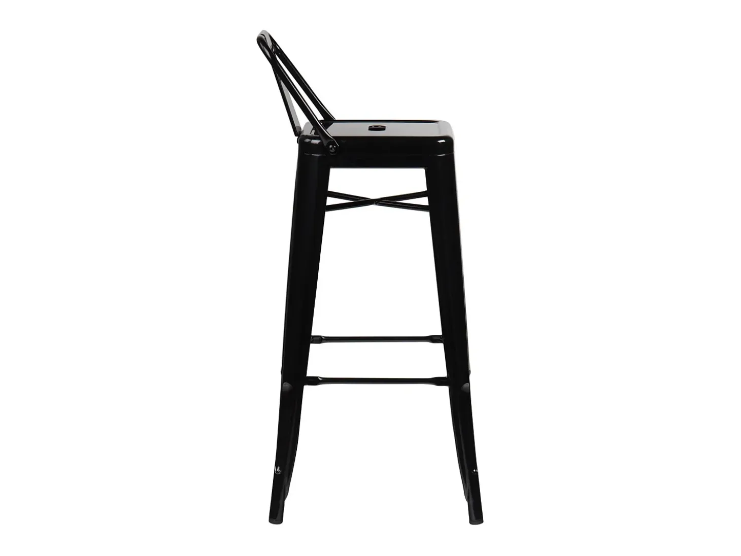 Taburete con respaldo de acero rojo brillante Kontoir 74 cm-Color Negro