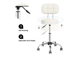 Taburete de bar - HOMEMIYN - Beige - Altura regulable - Respaldo ergonómico - Giro de 360°