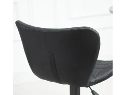 Taburete de bar ajustable, giratorio 360°, piel sintética negra, estructura de metal, diseño retro (47x51,5x89-109cm)
