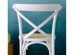 Taburete de bar bistró vintage de madera, set de 2 blanco