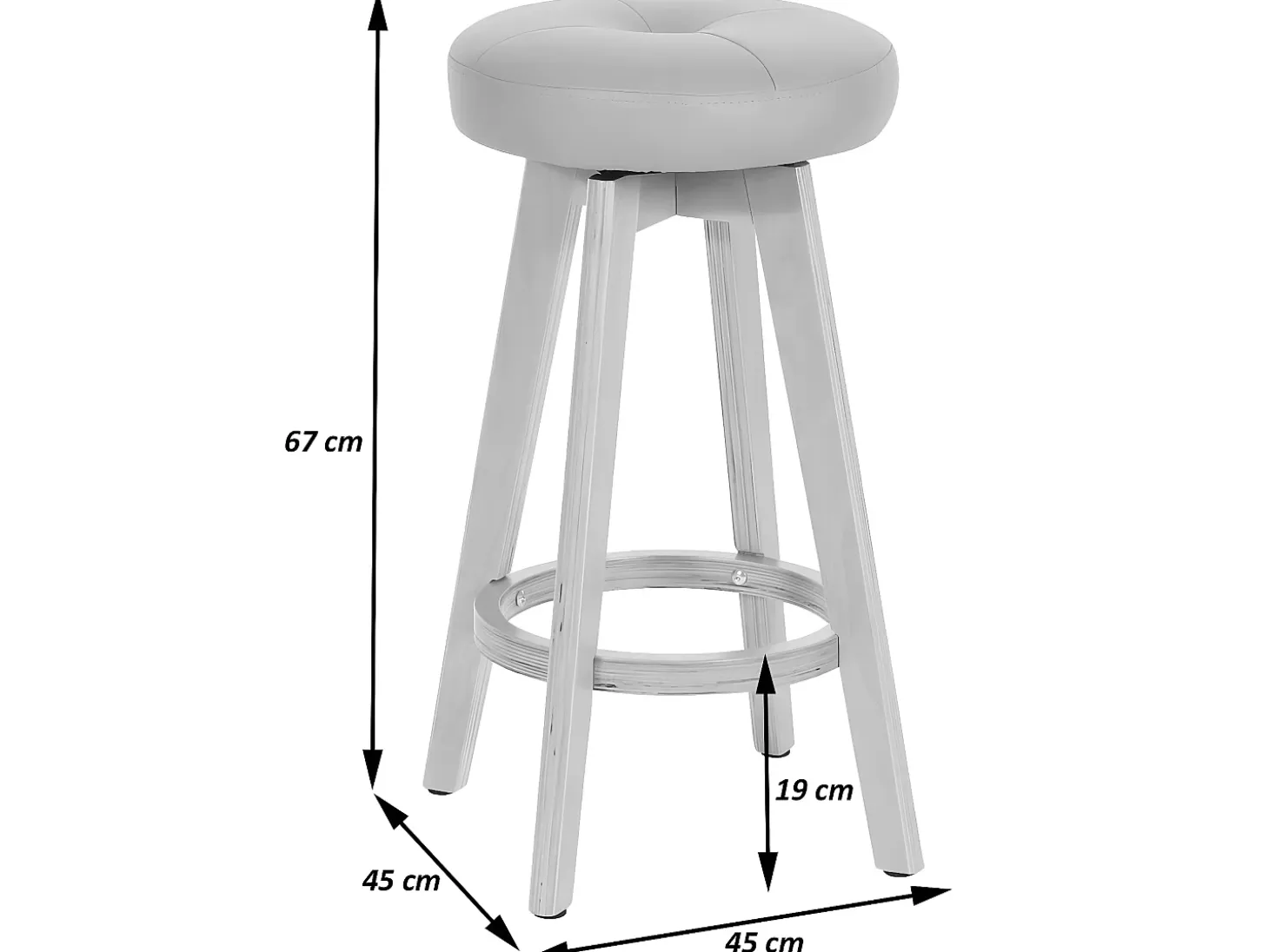 Taburete de bar Boras (juego de 2) giratorio, crema, patas claras