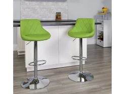Taburete de bar cocina alto fijo giratorio ajustable respaldo Philadelphia - Verde