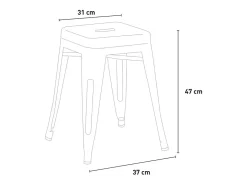 taburete de bar cocina metal estilo industrial steel rocket - Blanco